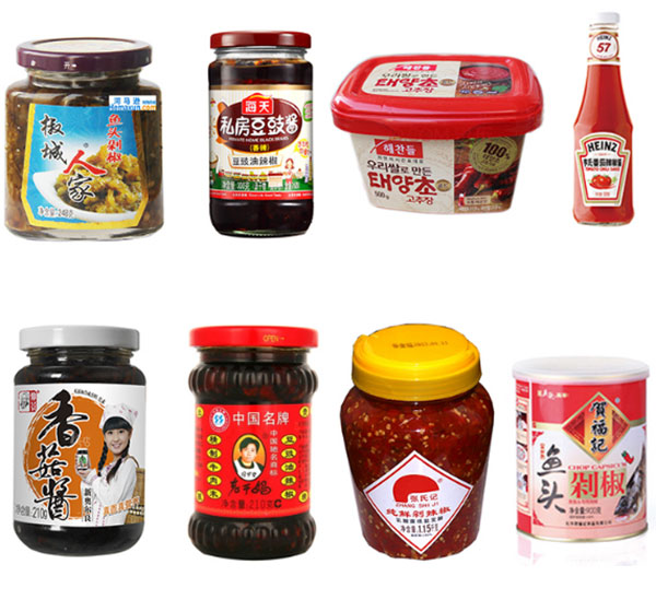 全自動(dòng)大顆粒醬料灌裝機(jī)灌裝樣品展示